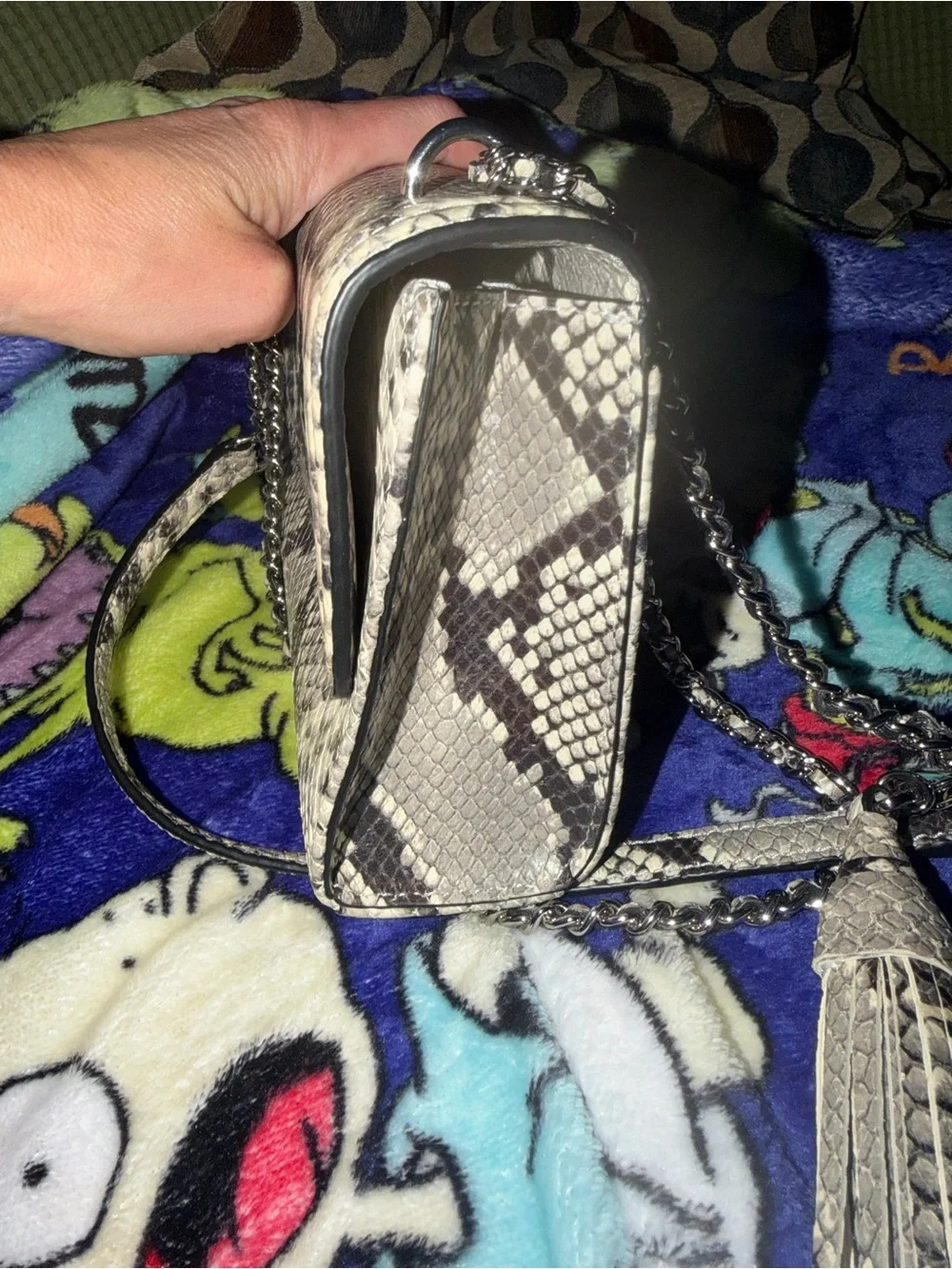 Euc tory burch snakeskin small fleming shoulder bag
